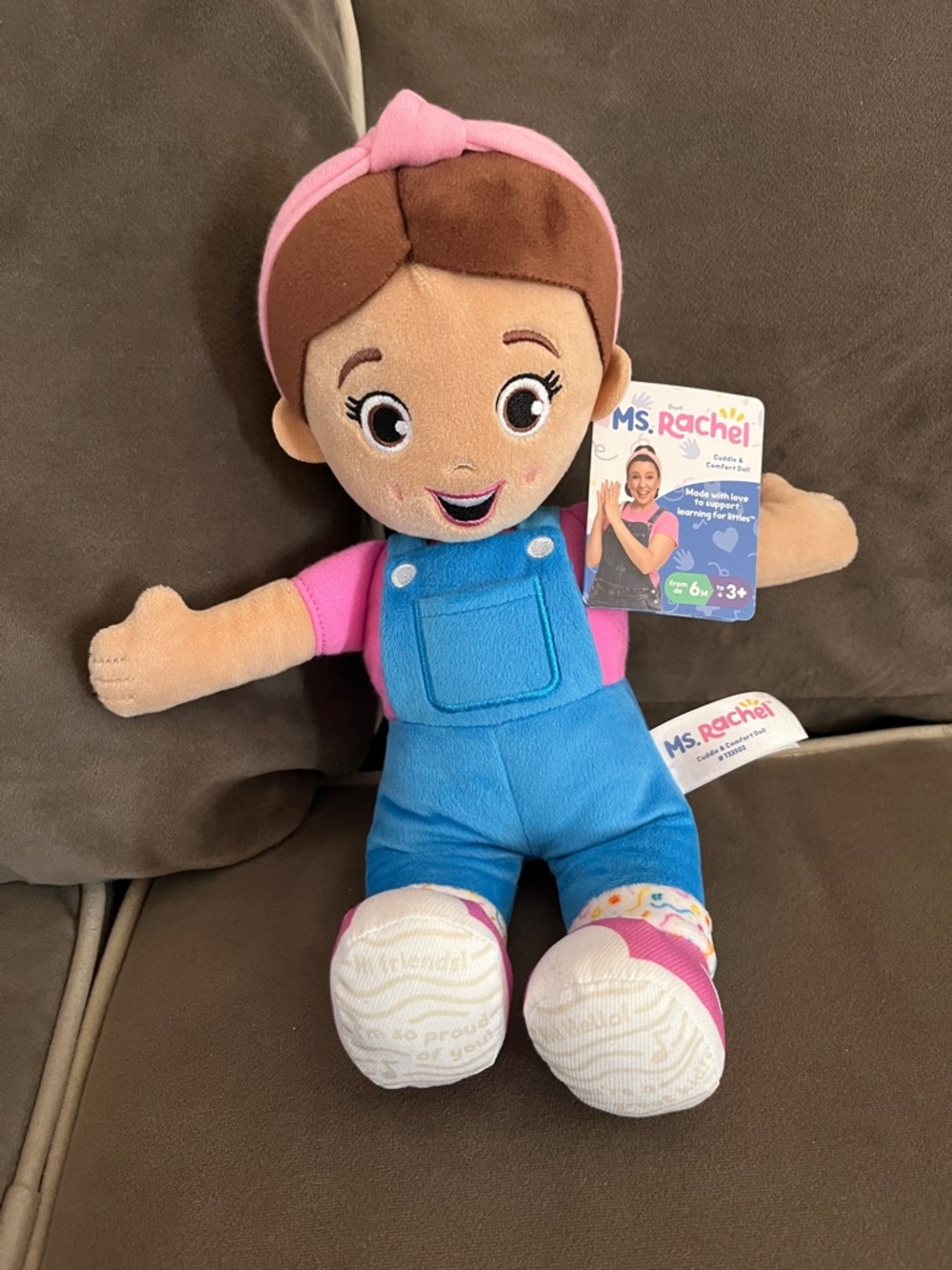 Rachel Plush Doll in Pink and Blue Overalls